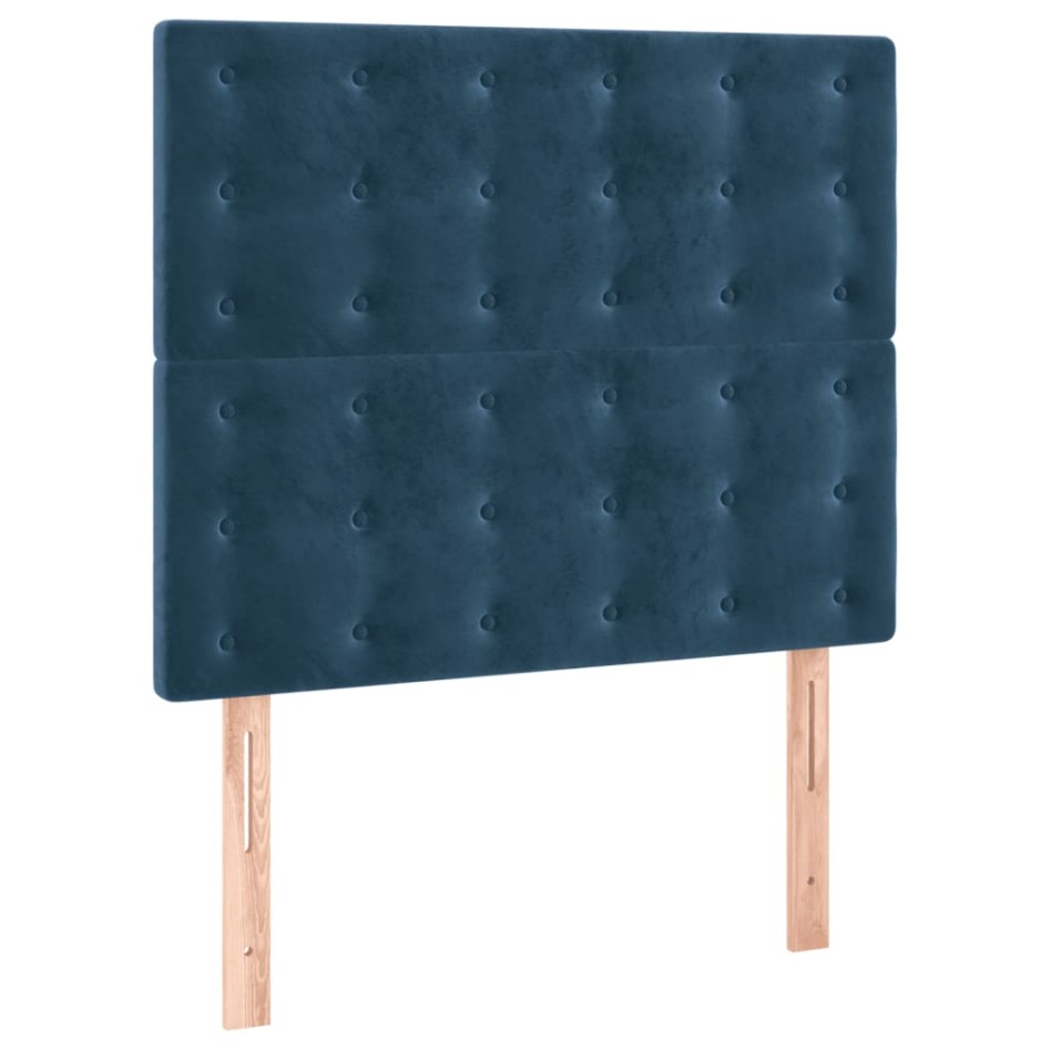 Cama box spring con colchón terciopelo azul oscuro 90x200
