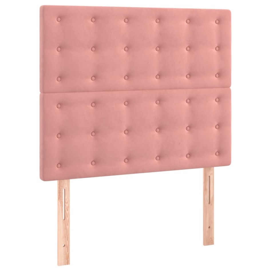Cama box spring con colchón terciopelo rosa 120x200