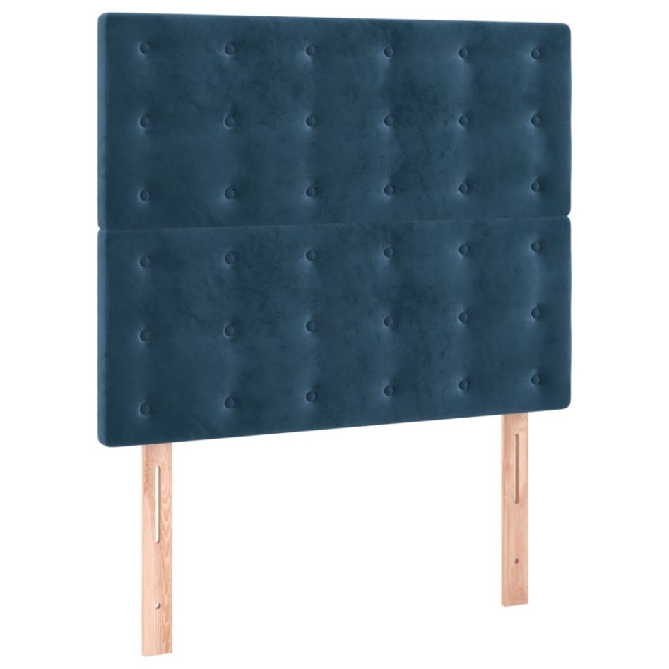Cama box spring con colchón terciopelo azul oscuro 90x190