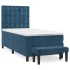 Cama box spring con colchón terciopelo azul oscuro 100x200