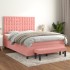 Cama box spring con colchón terciopelo rosa 140x190