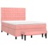 Cama box spring con colchón terciopelo rosa 140x190