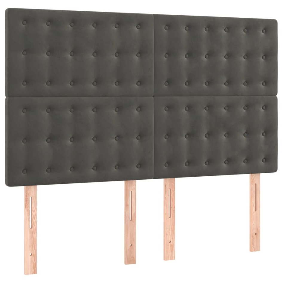 Cama box spring con colchón terciopelo gris oscuro 140x200