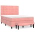 Cama box spring con colchón terciopelo rosa 140x200
