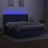 Cama box spring colchón y luces LED tela azul 160x200