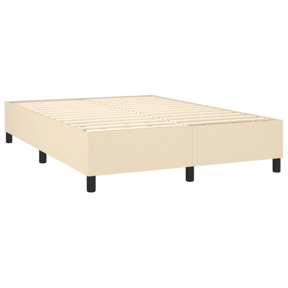 Cama box spring colchón y luces LED tela crema 140x190