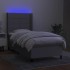 Cama box spring colchón y luces LED tela gris claro 100x200