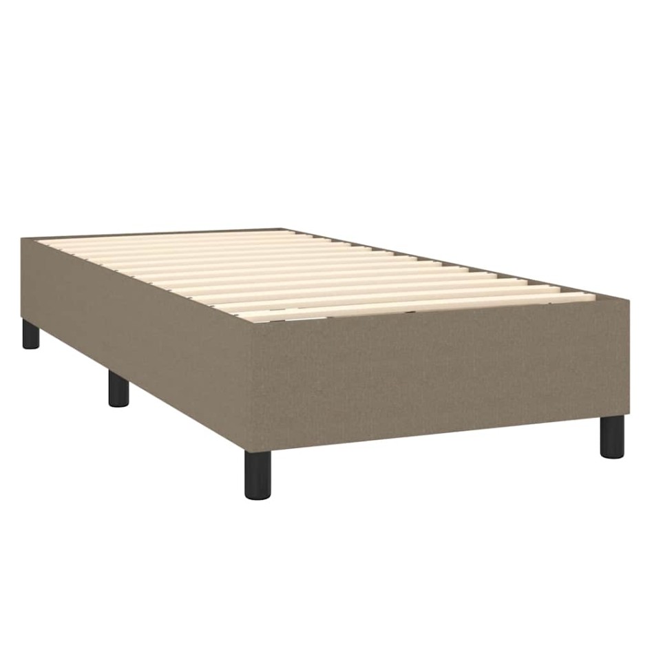Cama box spring colchón y luces LED tela gris taupe 90x190