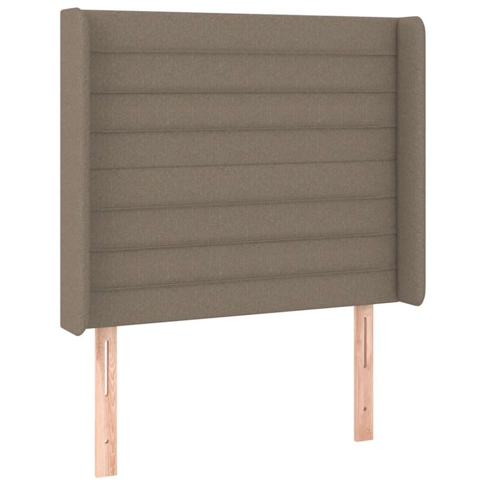 Cama box spring colchón y luces LED tela gris taupe 90x190