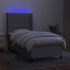 Cama box spring colchón y luces LED tela gris claro 80x200