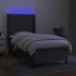Cama box spring colchón y luces LED tela gris oscuro 90x190