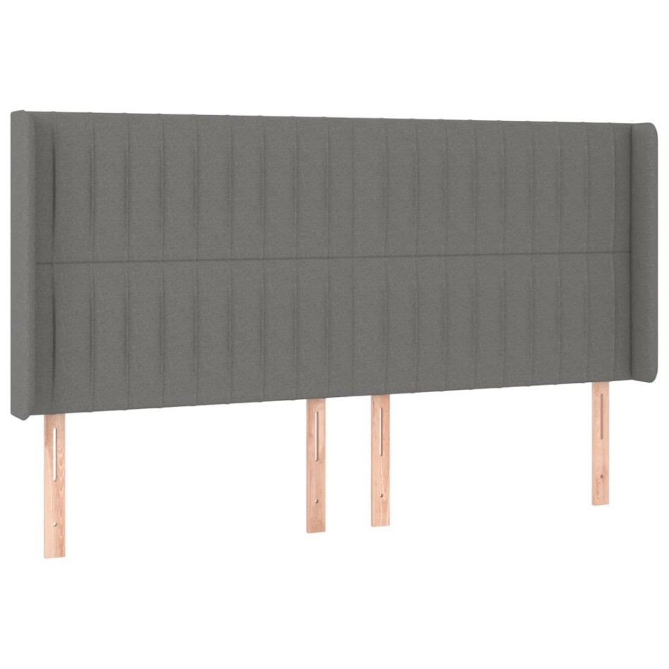 Cama box spring colchón y luces LED tela gris oscuro 160x200