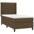 Cama box spring colchón luces LED tela marrón oscuro
