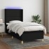Cama box spring colchón y luces LED tela negro 100x200