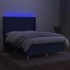 Cama box spring colchón y luces LED tela azul 140x190
