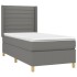 Cama box spring colchón y luces LED tela gris oscuro 100x200