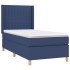 Cama box spring colchón y luces LED tela azul 80x200