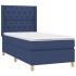 Cama box spring colchón y luces LED tela azul 80x200