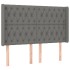 Cama box spring colchón y luces LED tela gris oscuro 140x200
