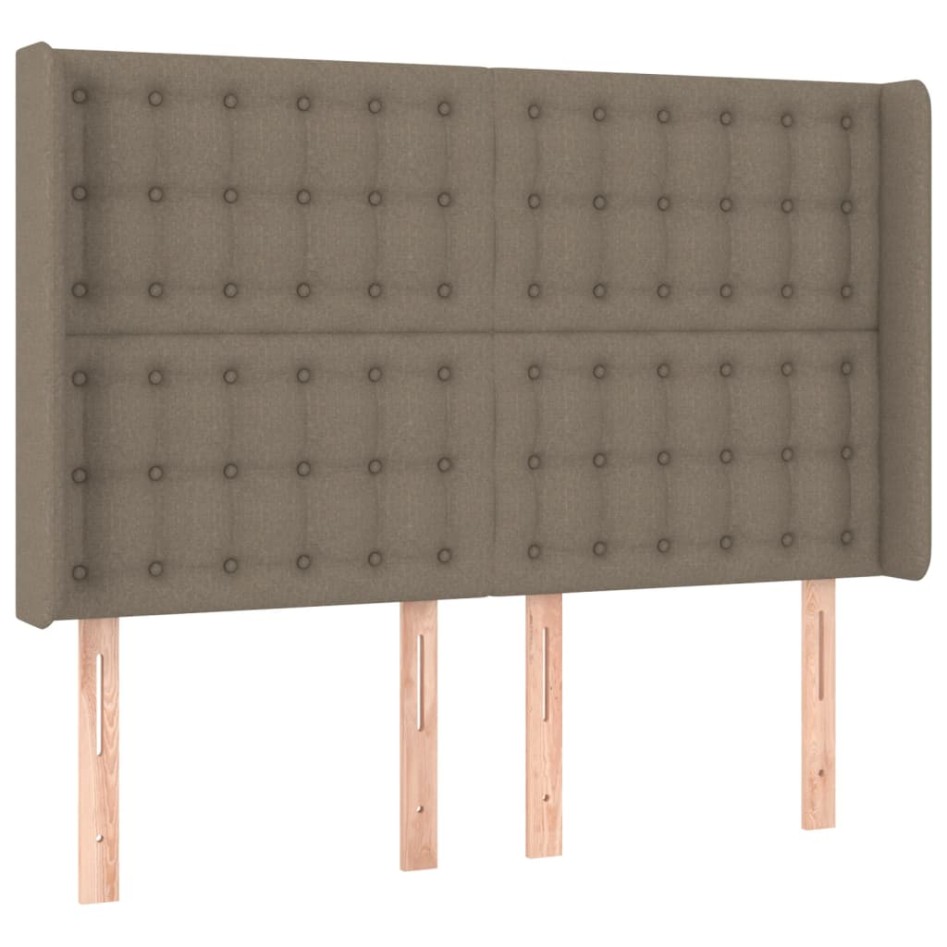 Cama box spring colchón y luces LED tela gris taupe 140x200