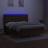 Cama box spring colchón luces LED tela marrón oscuro