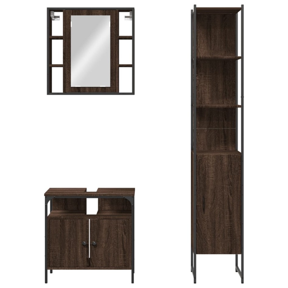 Set de muebles de baño 3 pzas madera contrachapada roble