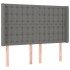 Cama box spring colchón y luces LED tela gris oscuro 140x200