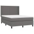 Cama box spring colchón y LED cuero sintético gris 140x200