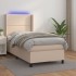 Cama box spring colchón LED cuero sintético capuchino