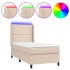Cama box spring colchón LED cuero sintético capuchino