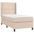 Cama box spring colchón LED cuero sintético capuchino