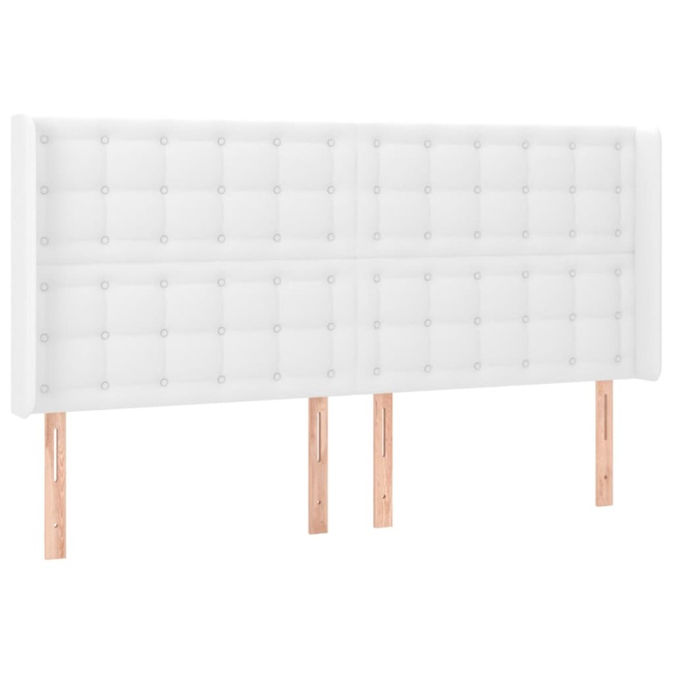 Cama box spring colchón y LED cuero sintético blanco 160x200