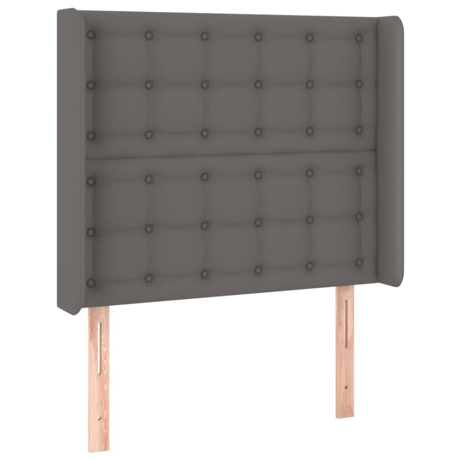 Cama box spring colchón y LED cuero sintético gris 100x200
