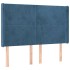 Cama box spring colchón y LED terciopelo azul oscuro 140x200