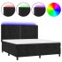 Cama box spring colchón y LED terciopelo negro 160x200