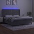 Cama box spring colchón y LED terciopelo gris claro 160x200