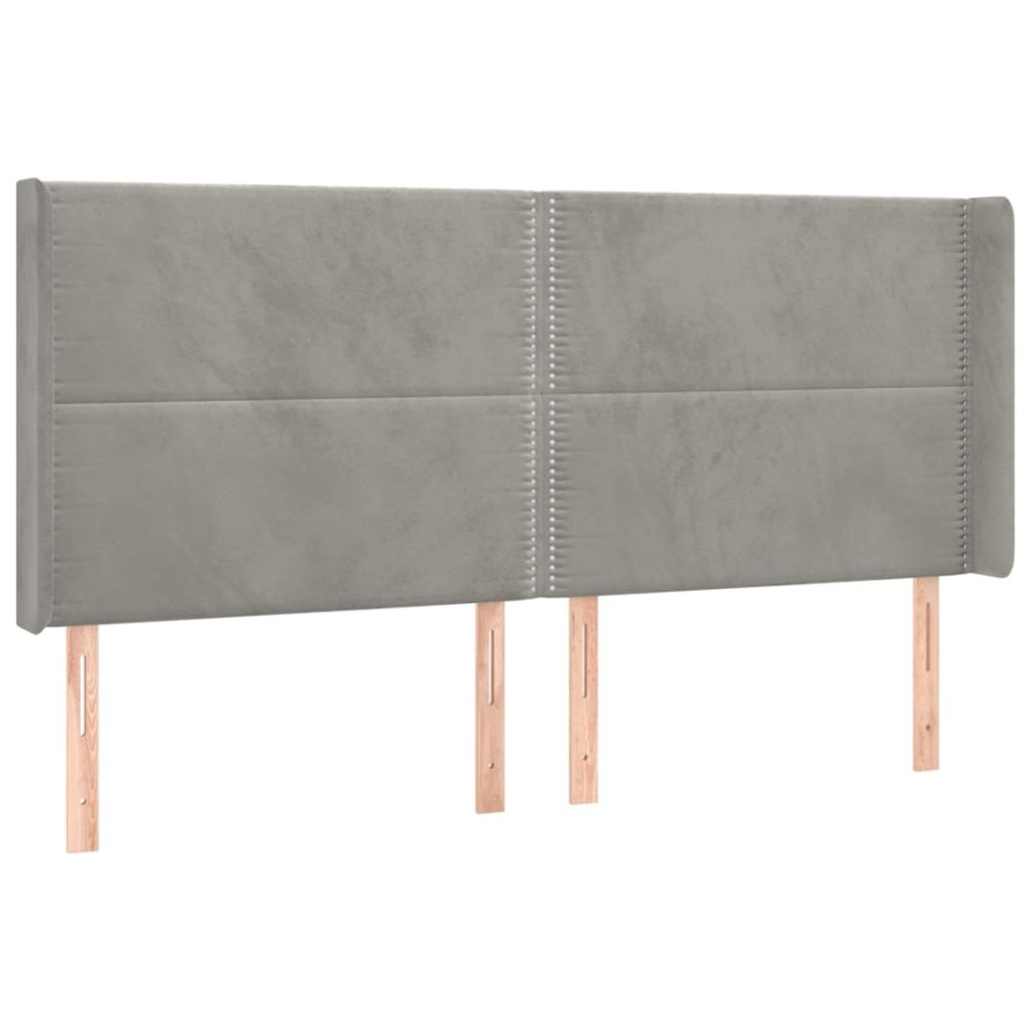 Cama box spring colchón y LED terciopelo gris claro 160x200