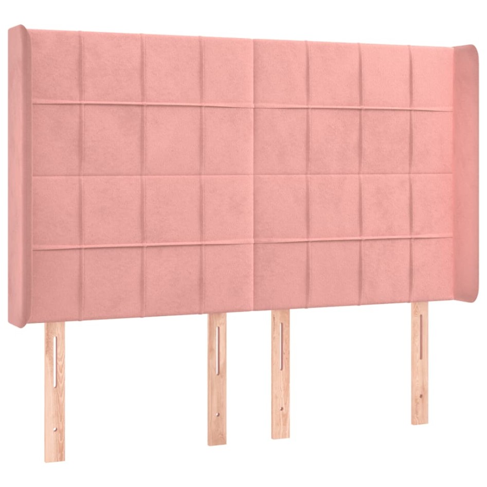 Cama box spring colchón y LED terciopelo rosa 140x200