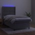 Cama box spring colchón y LED terciopelo gris claro 100x200