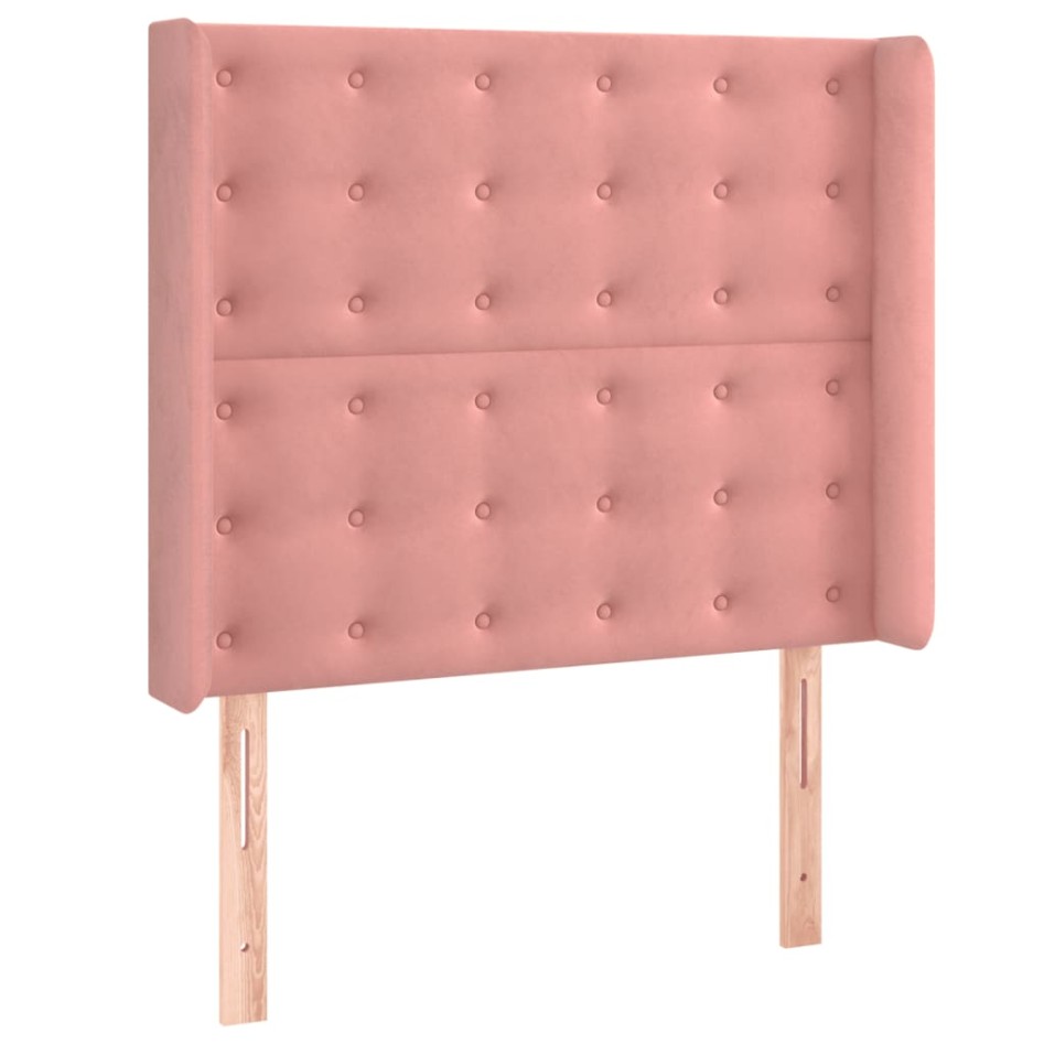 Cama box spring colchón y LED terciopelo rosa 90x200