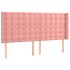Cama box spring colchón y LED terciopelo rosa 160x200