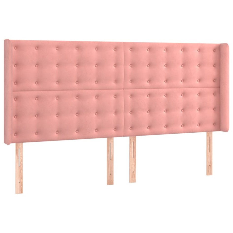 Cama box spring colchón y LED terciopelo rosa 160x200
