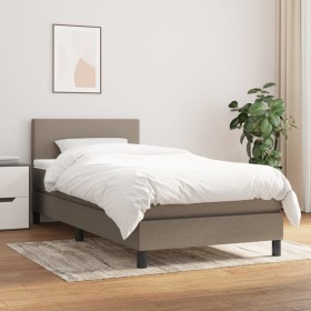 Cama box spring con colchón tela gris taupe 90x190