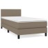 Cama box spring con colchón tela gris taupe 90x190