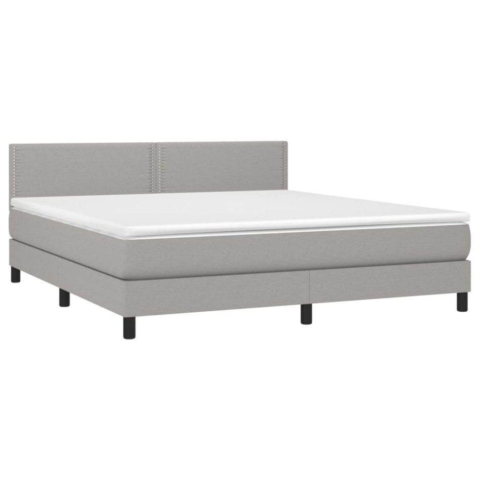 Cama box spring con colchón tela gris claro 180x200