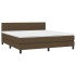 Cama box spring con colchón tela marrón oscuro 180x200