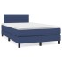Cama box spring con colchón tela azul 120x200