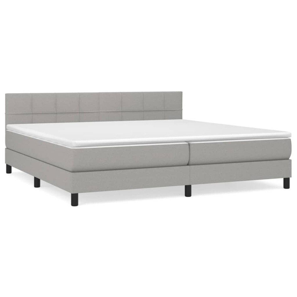Cama box spring con colchón tela gris claro 200x200