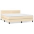 Cama box spring con colchón tela color crema 160x200