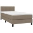 Cama box spring con colchón tela gris taupe 80x200